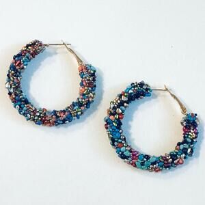 Mixed Stone Hoop Earrings